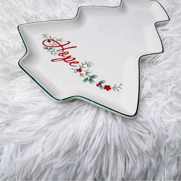 Pfaltzgraff Winterberry Hope Christmas Tree Plate Candy Dish Collectible Decor - Picture 6 of 6
